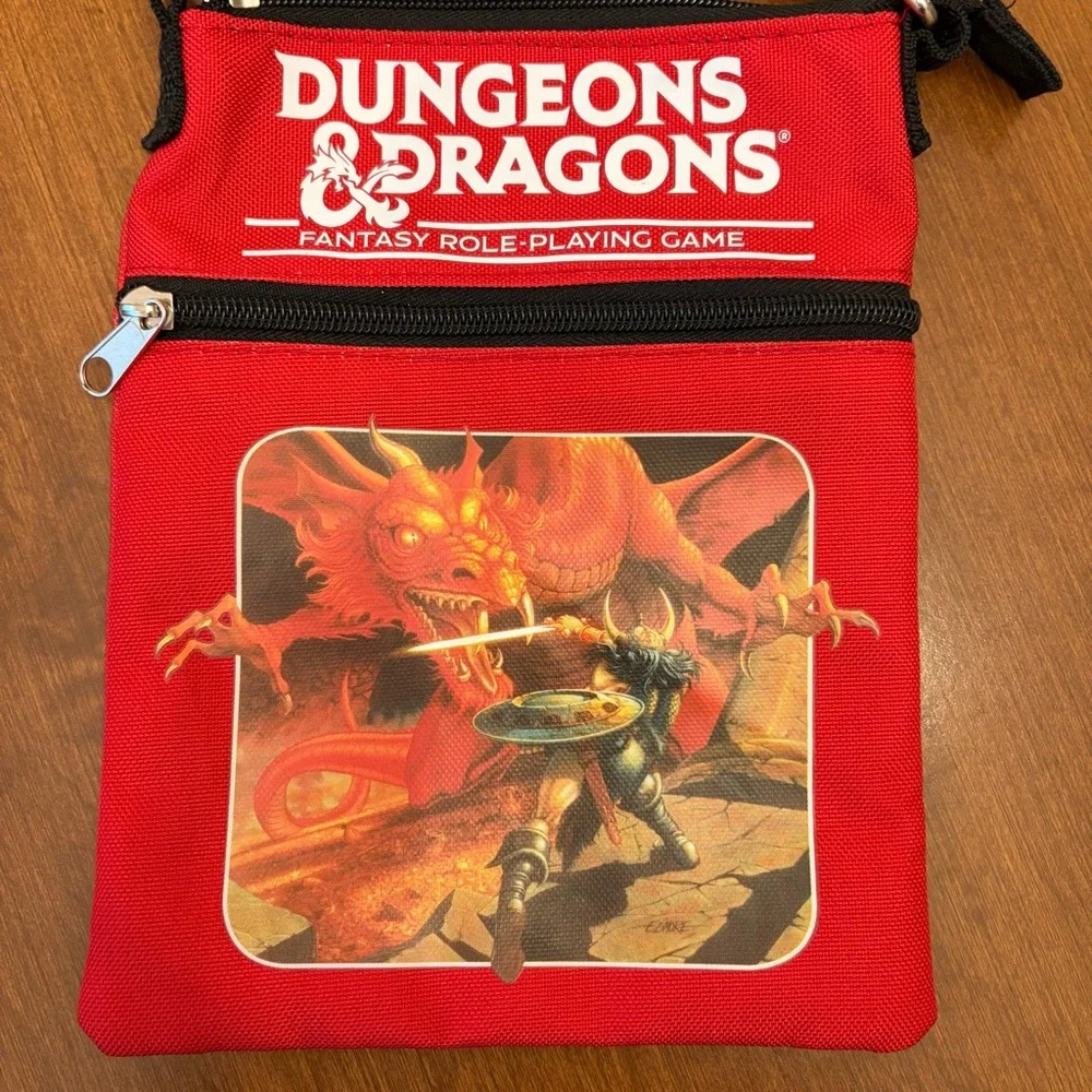 Dungeons & Dragons Red Passport/Messenger/Crossbody Bag Black Strap